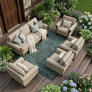 10 X 14 Teal Graphite Oriental Polyester Area Rug Washable for Patio or Living Room