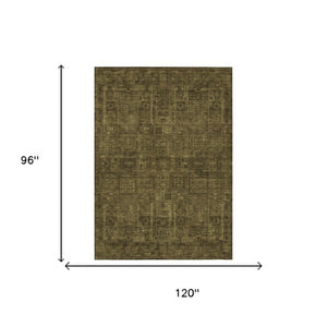8x10 Oriental Polyester Area Rug Washable Stain Resistant Indoor Outdoor Walnut Gold