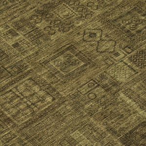 9 X 12 Walnut Gold Oriental Polyester Area Rug for Indoor Outdoor Living Spaces