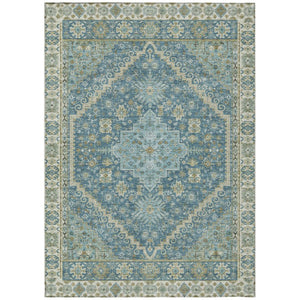 HomeRoots 8 X 10 Aqua Teal Polyester Oriental Rug Stain Resistant Indoor Outdoor Living 742190