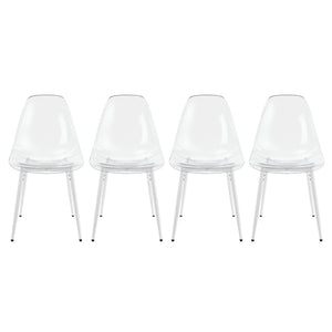 English Elm Pet Shell Dining Chairs Set of Four Clear Acrylic Modern Transparent Seating Matte White W3766P410238