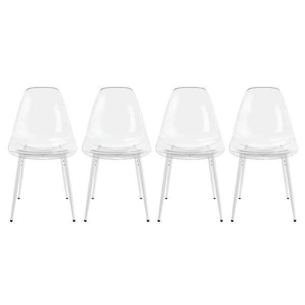 English Elm Pet Shell Dining Chairs Set of Four Clear Acrylic Modern Transparent Seating Matte White W3766P410238