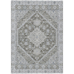 HomeRoots 8x10 Oriental Polyester Area Rug Stain Resistant Indoor Outdoor Chocolate Brown 742202