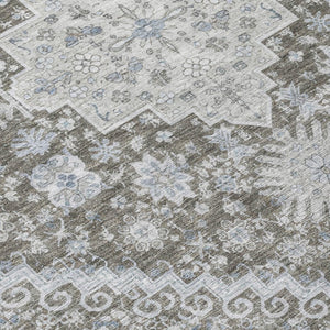 8x10 Oriental Polyester Area Rug Stain Resistant Indoor Outdoor Chocolate Brown