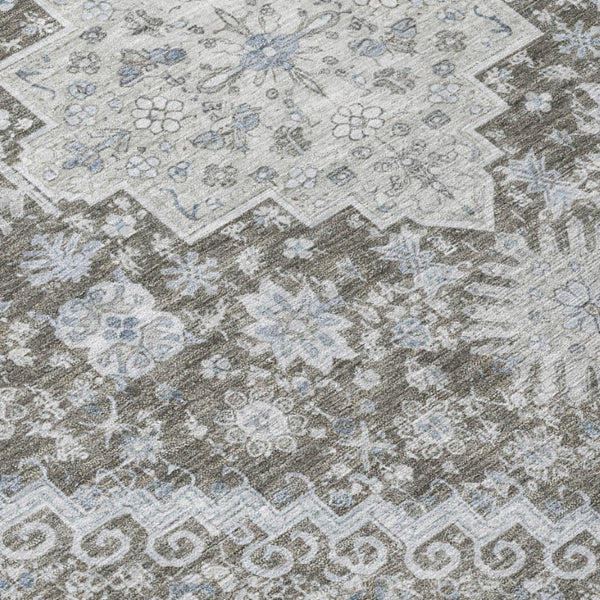 8x10 Oriental Polyester Area Rug Stain Resistant Indoor Outdoor Chocolate Brown