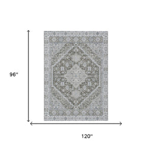 8x10 Oriental Polyester Area Rug Stain Resistant Indoor Outdoor Chocolate Brown