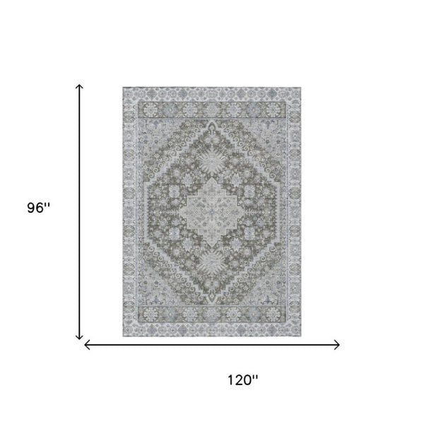 8x10 Oriental Polyester Area Rug Stain Resistant Indoor Outdoor Chocolate Brown