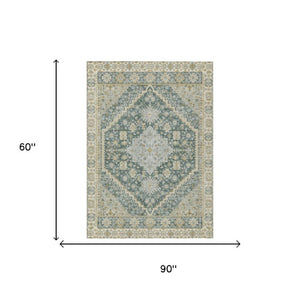 5 X 8 Oriental Polyester Area Rug Stain Resistant for Indoor Outdoor Spaces