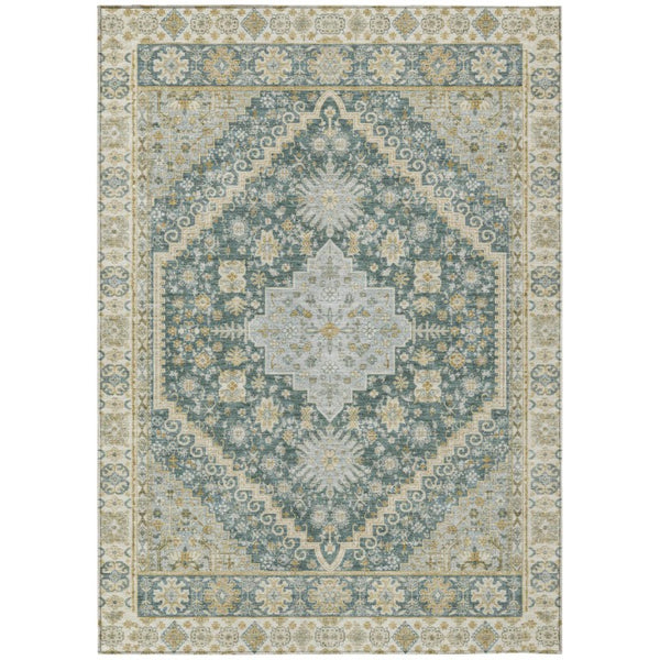 HomeRoots 10 X 14 Oriental Polyester Area Rug Stain Resistant Washable for Patio or Living Room 742210