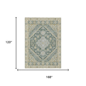 10 X 14 Oriental Polyester Area Rug Stain Resistant Washable for Patio or Living Room