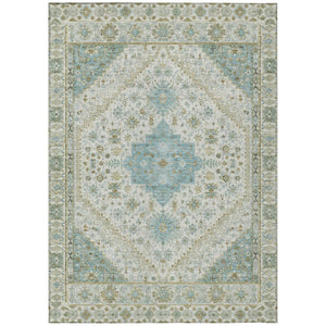 HomeRoots 9x12 Ivory Silver Oriental Polyester Area Rug Stain Resistant Indoor Outdoor Use 742221
