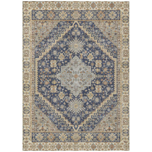 HomeRoots 8x10 Navy Oriental Polyester Area Rug Stain Resistant Indoor Outdoor Living Room 742232