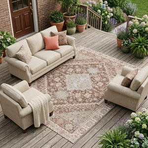 10 Foot Oriental Area Rug Washable Polyester Indoor Outdoor Stain Resistant Accent