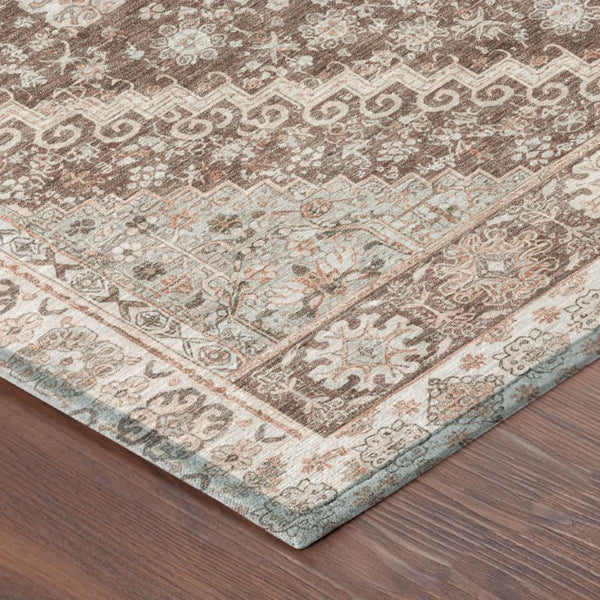 10 Foot Oriental Area Rug Washable Polyester Indoor Outdoor Stain Resistant Accent
