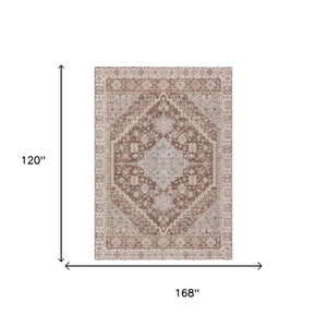 10 Foot Oriental Area Rug Washable Polyester Indoor Outdoor Stain Resistant Accent