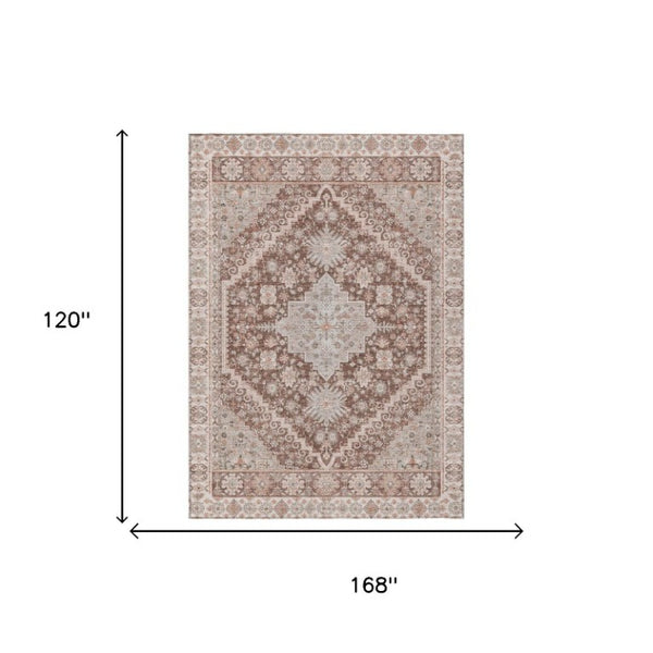 10 Foot Oriental Area Rug Washable Polyester Indoor Outdoor Stain Resistant Accent