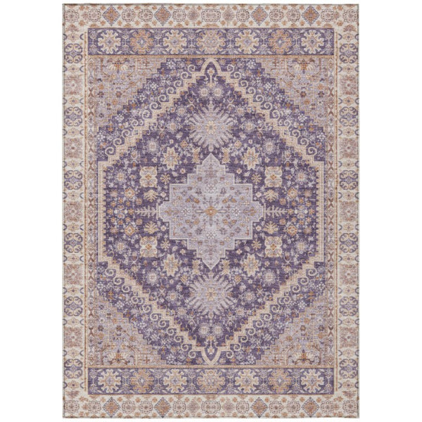 HomeRoots 8 X 10 Purple Blush Oriental Polyester Rug Washable Stain Resistant Indoor Outdoor 742256