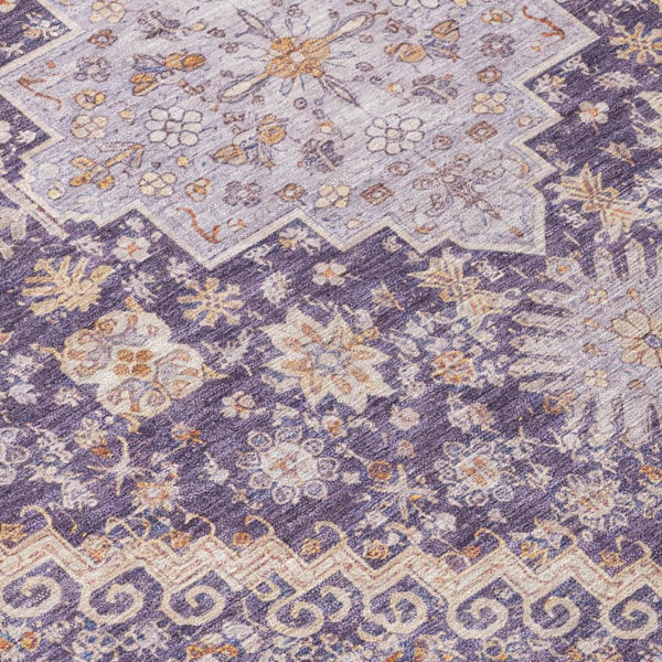 8 X 10 Purple Blush Oriental Polyester Rug Washable Stain Resistant Indoor Outdoor