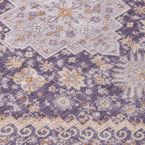 10 X 14 Oriental Polyester Area Rug Washable Indoor Outdoor Purple Blush