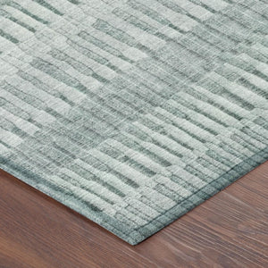 8x10 Striped Aqua Teal Polyester Area Rug Washable Stain Resistant Patio Porch