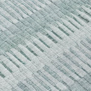 8x10 Striped Aqua Teal Polyester Area Rug Washable Stain Resistant Patio Porch