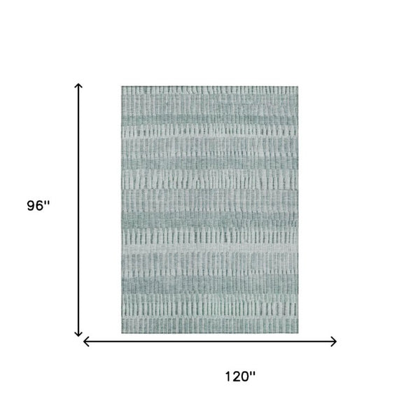 8x10 Striped Aqua Teal Polyester Area Rug Washable Stain Resistant Patio Porch