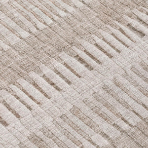 8 X 10 Beige Brown Stripe Polyester Area Rug Washable for Patio Porch or Living Room
