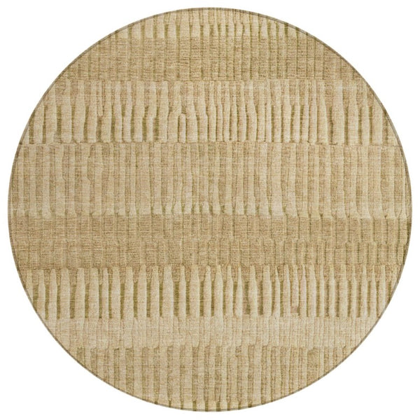 HomeRoots 8 Foot Round Striped Polyester Area Rug for Patio Porch or Family Room 742291