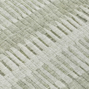 8 X 10 Sage Green Striped Polyester Area Rug Washable Stain Resistant Indoor Outdoor
