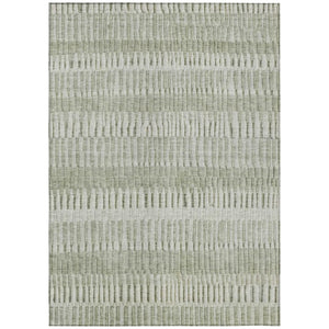 HomeRoots 9 X 12 Sage Striped Polyester Area Rug Washable Stain Resistant for Patio or Living Room 742299