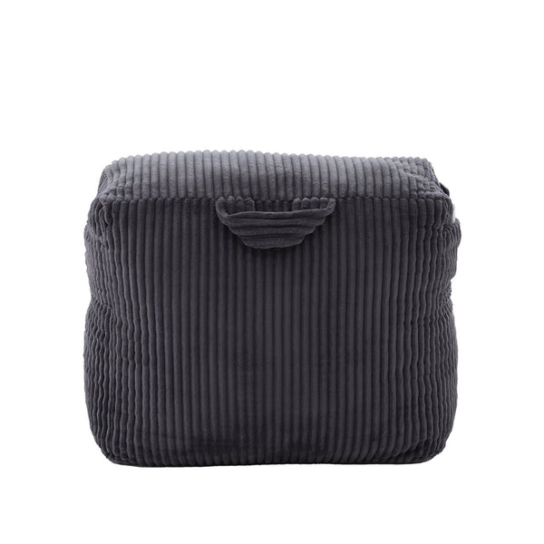 English Elm Big Corduroy Lounger Bean Bag with Ottoman Memory Foam Fill for Living Room Dark Gray W395P435355