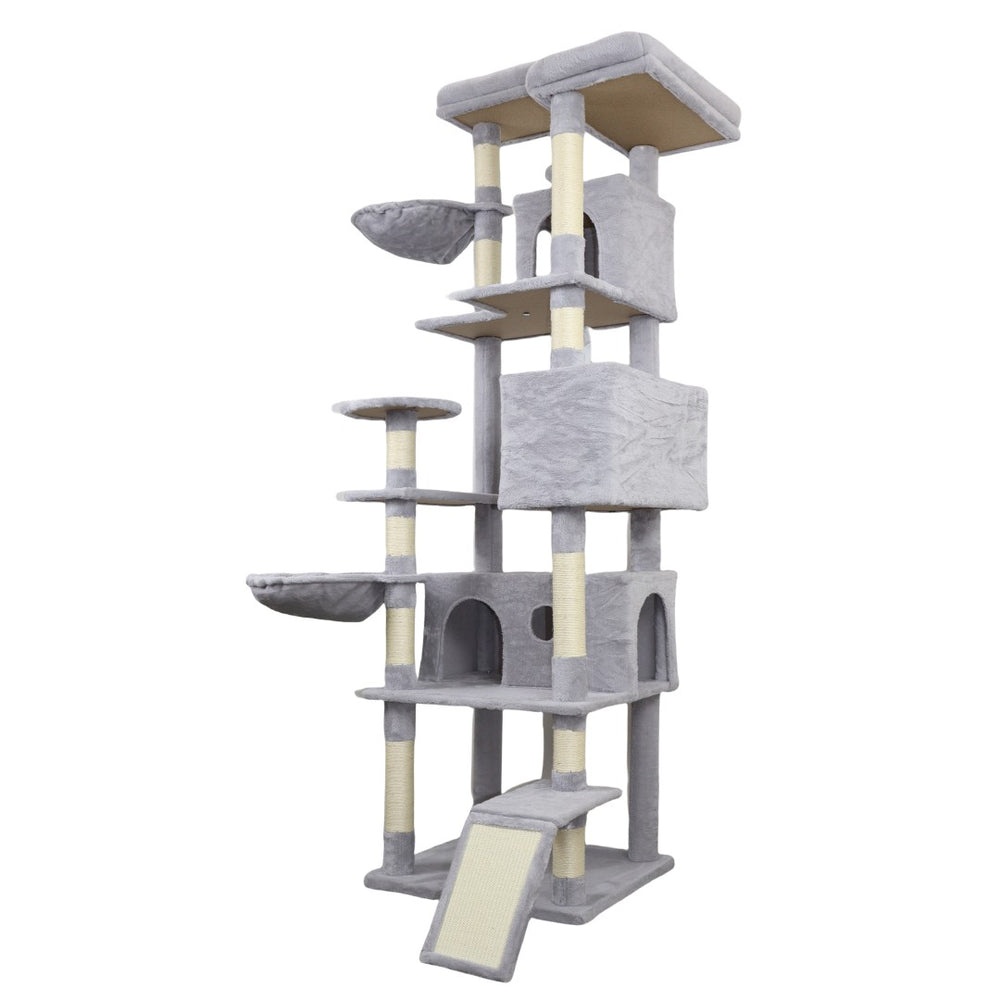 English Elm 71 Inch Floral Cat Tower with Condo Hammock Sisal Posts and Plush Perches for Large Breeds W243P326646