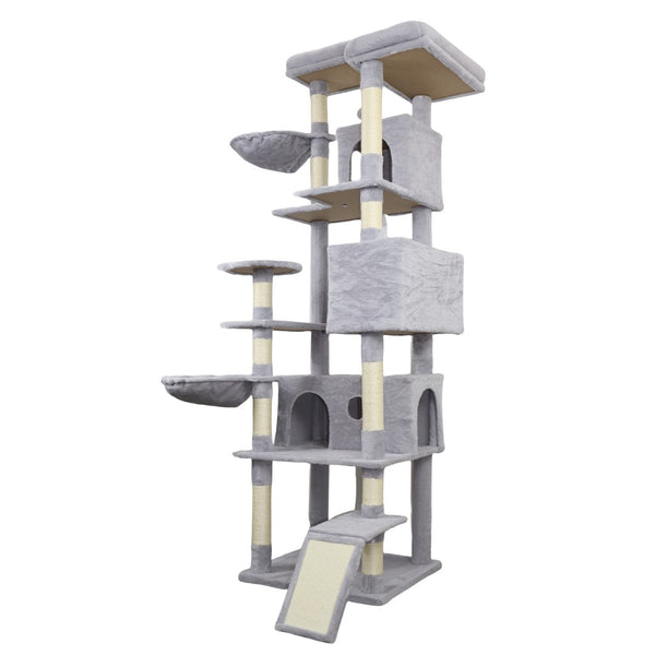 English Elm 71 Inch Floral Cat Tower with Condo Hammock Sisal Posts and Plush Perches for Large Breeds W243P326646