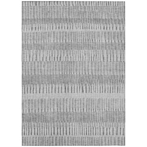 HomeRoots 8 Ft X 10 Ft Striped Polyester Indoor Outdoor Rug Stain Resistant and Washable 742310
