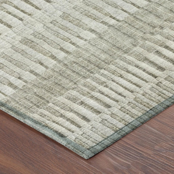 5x8 Taupe Brown Stripe Polyester Indoor Outdoor Rug Stain Resistant Easy Care