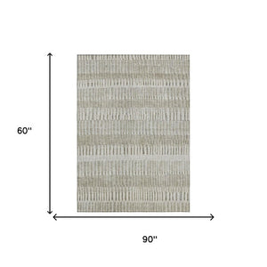 5x8 Taupe Brown Stripe Polyester Indoor Outdoor Rug Stain Resistant Easy Care