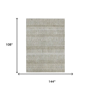 9 X 12 Taupe Brown Stripe Polyester Area Rug Stain Resistant Indoor Outdoor Use