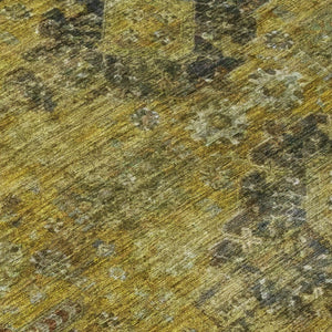 5 X 8 Gold Walnut Oriental Polyester Area Rug Washable for Indoor Outdoor Use