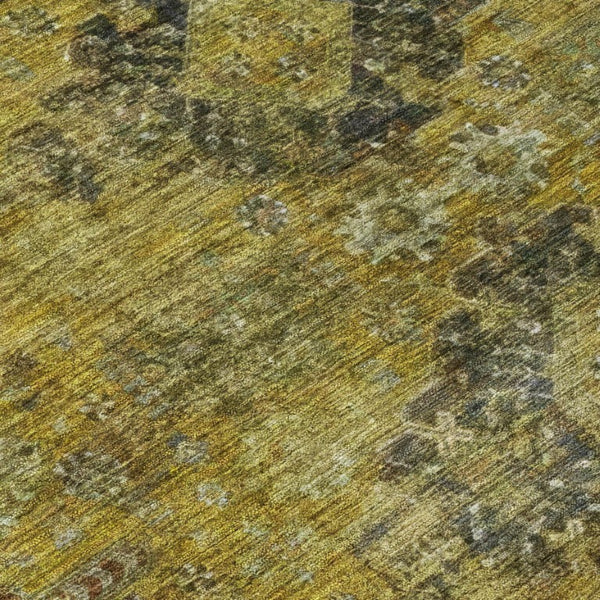 5 X 8 Gold Walnut Oriental Polyester Area Rug Washable for Indoor Outdoor Use
