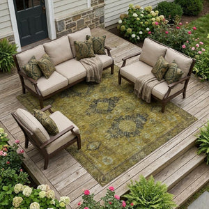 8x10 Oriental Polyester Area Rug Stain Resistant Washable for Patio and Living Room