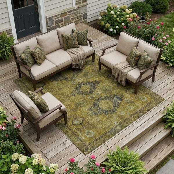 8x10 Oriental Polyester Area Rug Stain Resistant Washable for Patio and Living Room