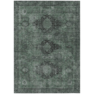 HomeRoots 5x8 Mint Green Oriental Polyester Area Rug Washable Stain Resistant Indoor Outdoor 742338
