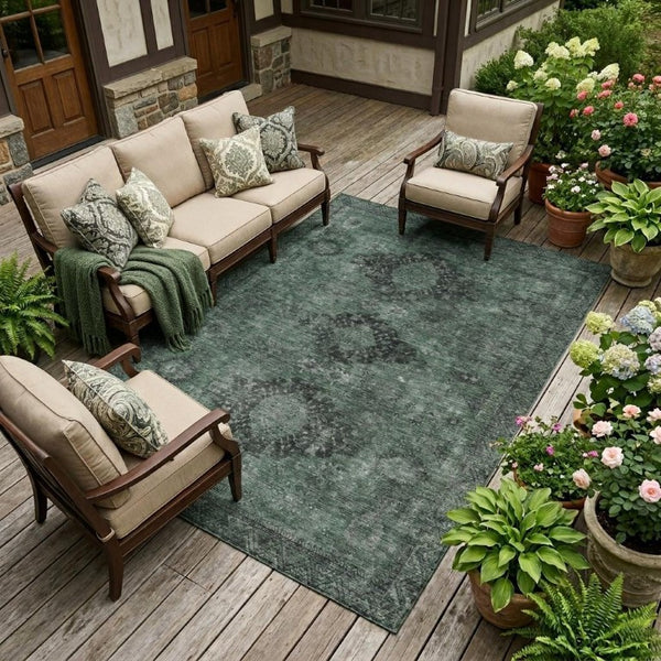 8x10 Mint Oriental Polyester Area Rug Washable Stain Resistant Indoor Outdoor Patio