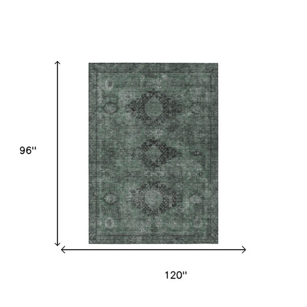 8x10 Mint Oriental Polyester Area Rug Washable Stain Resistant Indoor Outdoor Patio