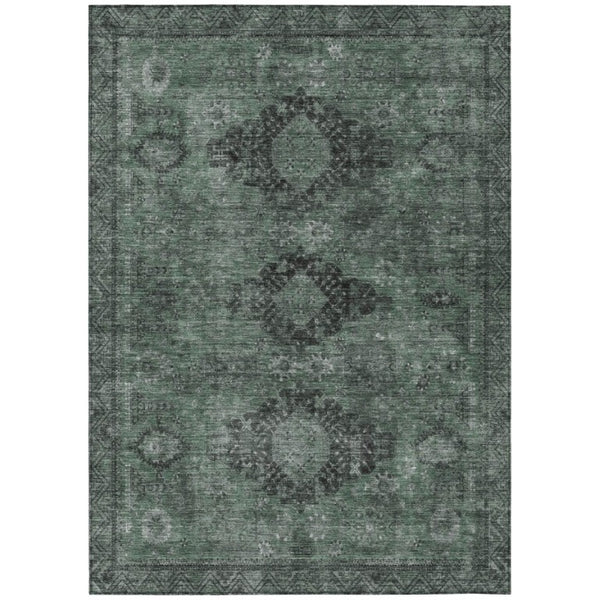 HomeRoots 10 X 14 Mint Oriental Polyester Area Rug Washable Stain Resistant Indoor Outdoor 742342