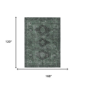 10 X 14 Mint Oriental Polyester Area Rug Washable Stain Resistant Indoor Outdoor