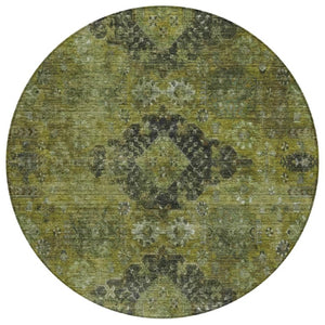 HomeRoots 8 Foot Round Oriental Polyester Area Rug for Patio Family Room or Mudroom Use 742345