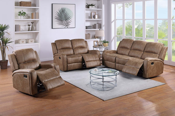 English Elm Modern Tufted Manual Recliner with Square Arms and Chestnut Faux Leather Upholstery B011P466426