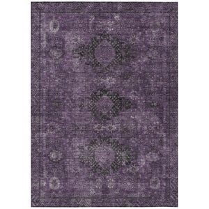 HomeRoots 10 X 14 Oriental Plum Purple Washable Polyester Rug for Indoor Outdoor Spaces 742354