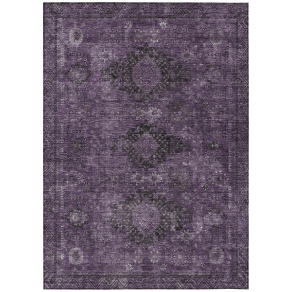 HomeRoots 10 X 14 Oriental Plum Purple Washable Polyester Rug for Indoor Outdoor Spaces 742354